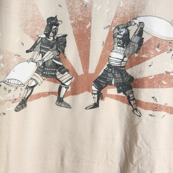 "The Last Pillow Warriors" Samurai Pillow Fight- Tan T Shirt - Picture 3 of 4